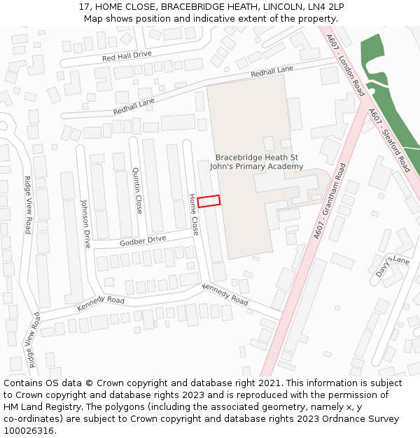 17, HOME CLOSE, BRACEBRIDGE HEATH, LINCOLN, LN4 2LP: Location map and indicative extent of plot