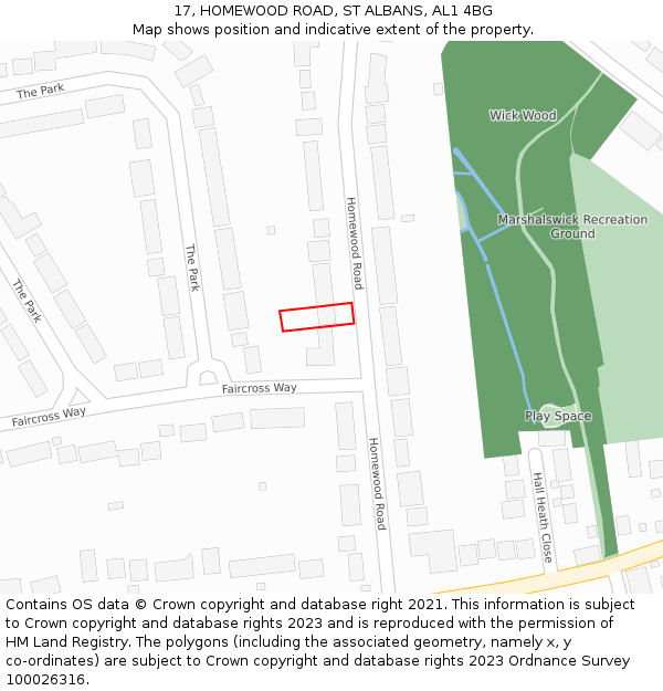 17, HOMEWOOD ROAD, ST ALBANS, AL1 4BG: Location map and indicative extent of plot