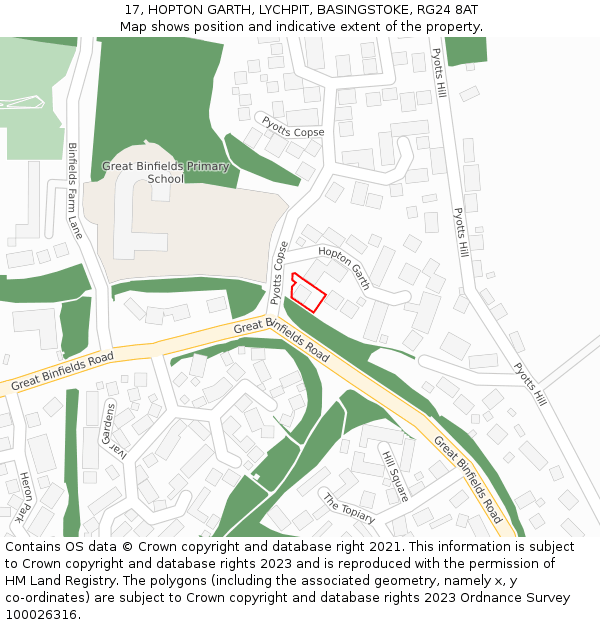 17, HOPTON GARTH, LYCHPIT, BASINGSTOKE, RG24 8AT: Location map and indicative extent of plot