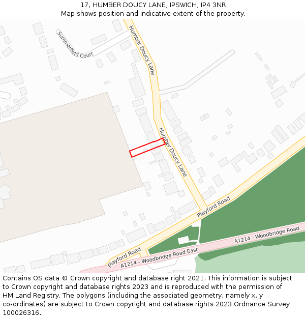 17, HUMBER DOUCY LANE, IPSWICH, IP4 3NR: Location map and indicative extent of plot