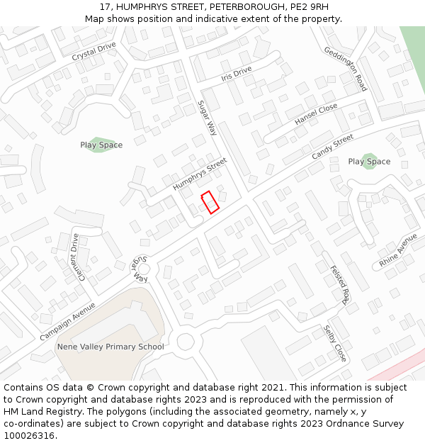17, HUMPHRYS STREET, PETERBOROUGH, PE2 9RH: Location map and indicative extent of plot