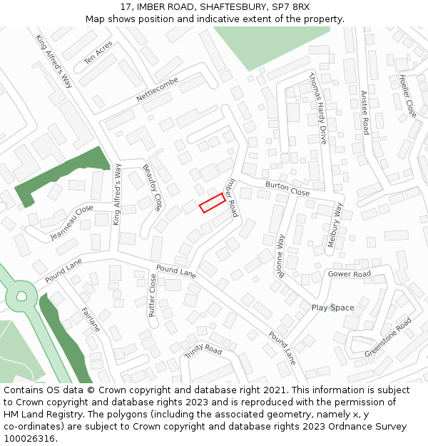 17, IMBER ROAD, SHAFTESBURY, SP7 8RX: Location map and indicative extent of plot