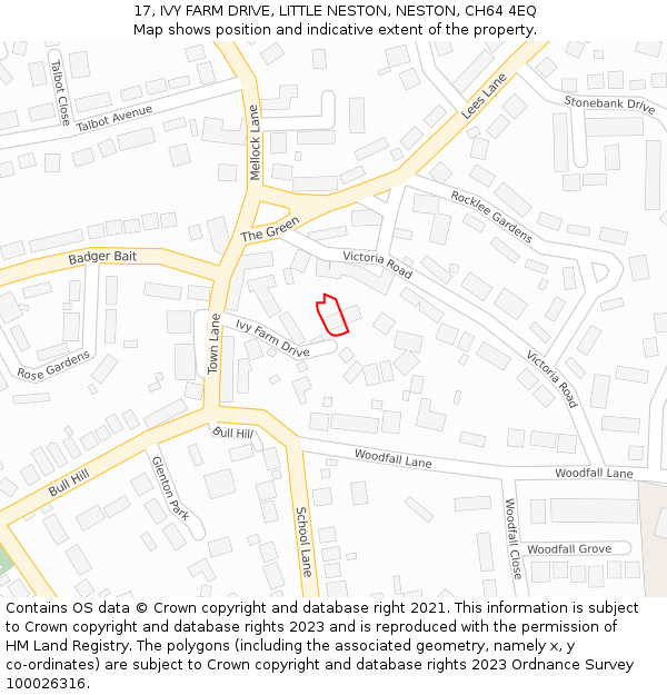 17, IVY FARM DRIVE, LITTLE NESTON, NESTON, CH64 4EQ: Location map and indicative extent of plot