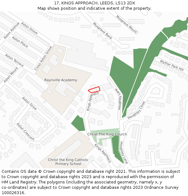 17, KINGS APPROACH, LEEDS, LS13 2DX: Location map and indicative extent of plot