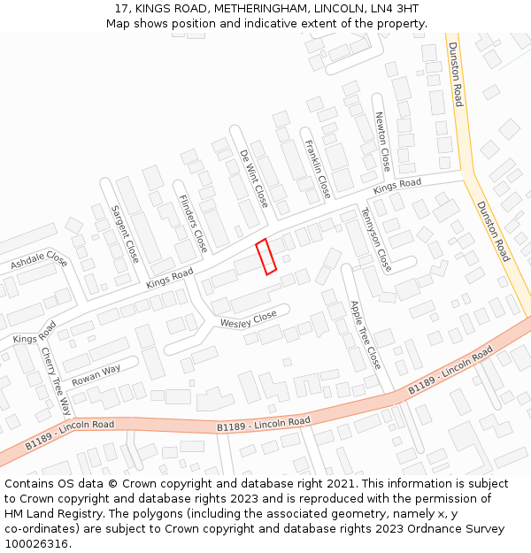 17, KINGS ROAD, METHERINGHAM, LINCOLN, LN4 3HT: Location map and indicative extent of plot