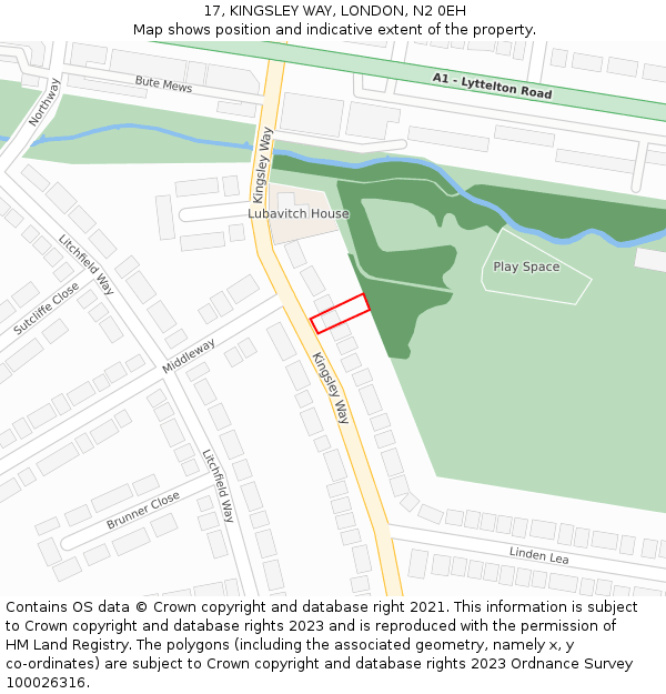 17, KINGSLEY WAY, LONDON, N2 0EH: Location map and indicative extent of plot