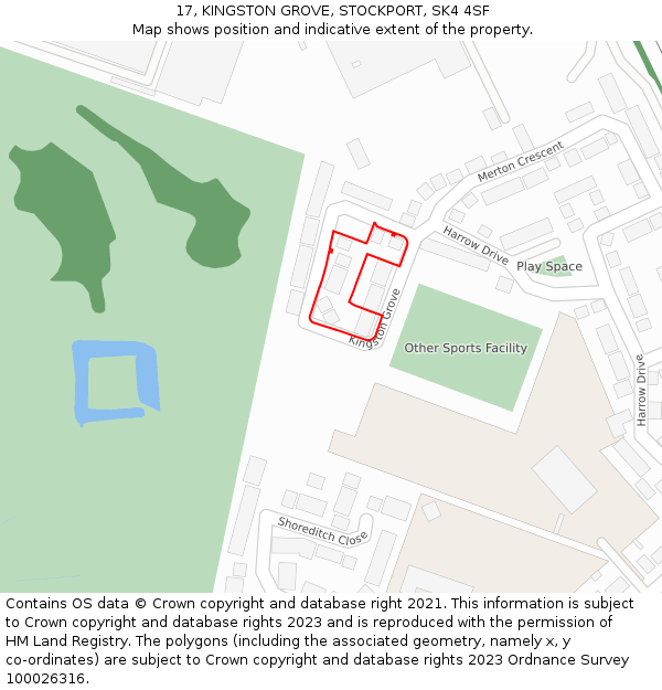 17, KINGSTON GROVE, STOCKPORT, SK4 4SF: Location map and indicative extent of plot