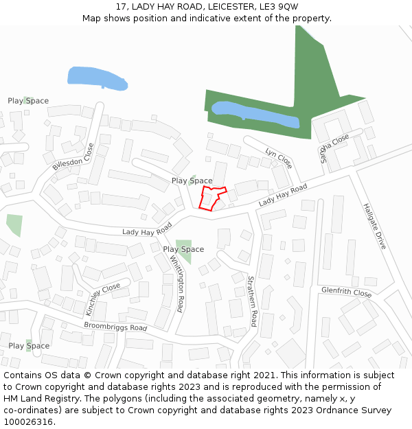 17, LADY HAY ROAD, LEICESTER, LE3 9QW: Location map and indicative extent of plot