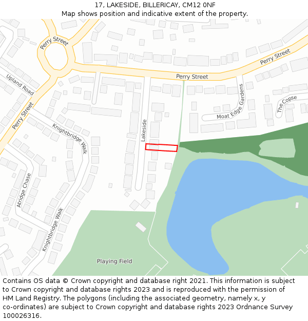 17, LAKESIDE, BILLERICAY, CM12 0NF: Location map and indicative extent of plot