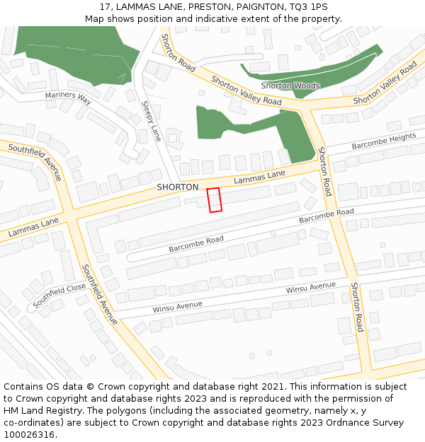 17, LAMMAS LANE, PRESTON, PAIGNTON, TQ3 1PS: Location map and indicative extent of plot