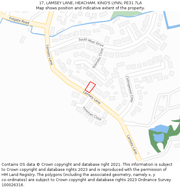 17, LAMSEY LANE, HEACHAM, KING'S LYNN, PE31 7LA: Location map and indicative extent of plot