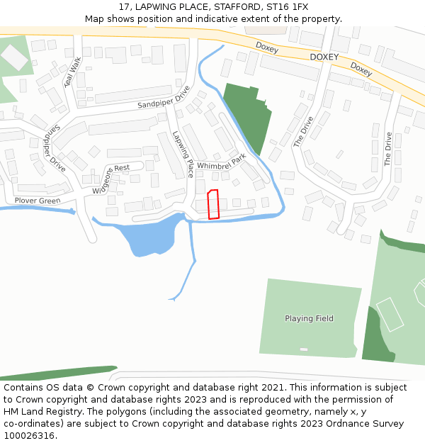 17, LAPWING PLACE, STAFFORD, ST16 1FX: Location map and indicative extent of plot