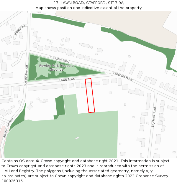 17, LAWN ROAD, STAFFORD, ST17 9AJ: Location map and indicative extent of plot