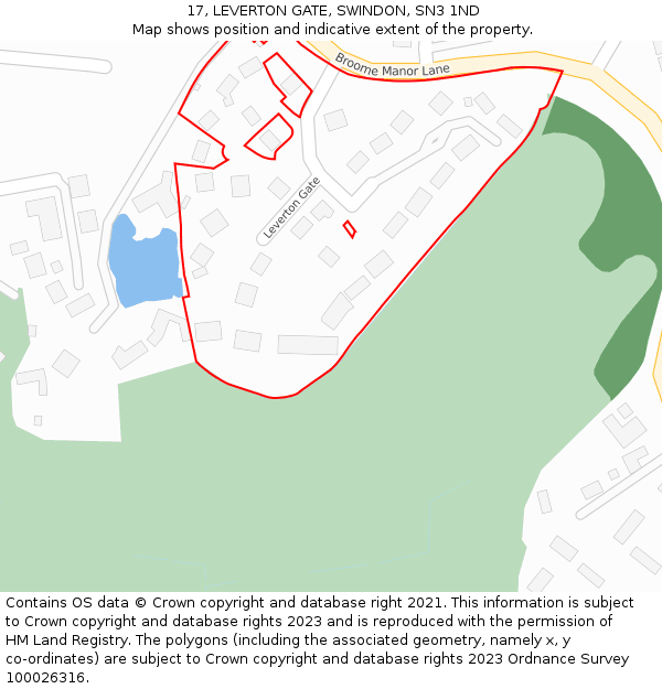 17, LEVERTON GATE, SWINDON, SN3 1ND: Location map and indicative extent of plot