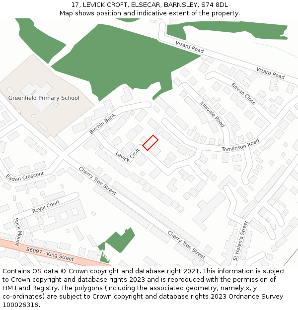 17, LEVICK CROFT, ELSECAR, BARNSLEY, S74 8DL: Location map and indicative extent of plot