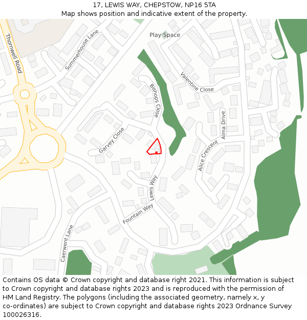 17, LEWIS WAY, CHEPSTOW, NP16 5TA: Location map and indicative extent of plot