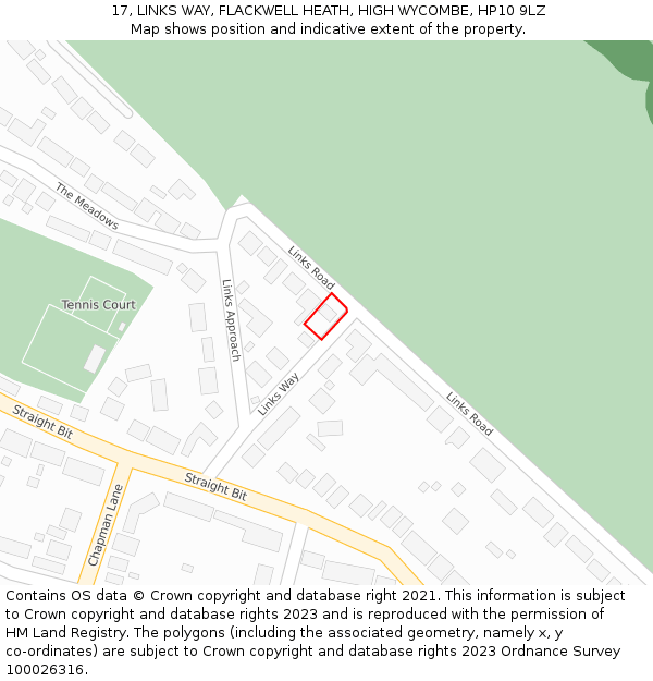 17, LINKS WAY, FLACKWELL HEATH, HIGH WYCOMBE, HP10 9LZ: Location map and indicative extent of plot