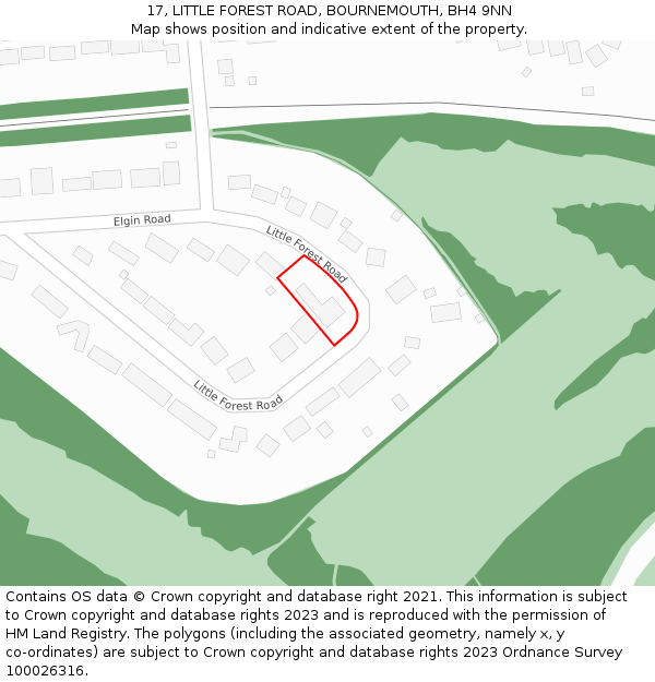 17, LITTLE FOREST ROAD, BOURNEMOUTH, BH4 9NN: Location map and indicative extent of plot