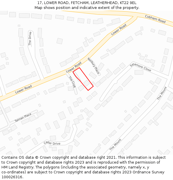 17, LOWER ROAD, FETCHAM, LEATHERHEAD, KT22 9EL: Location map and indicative extent of plot