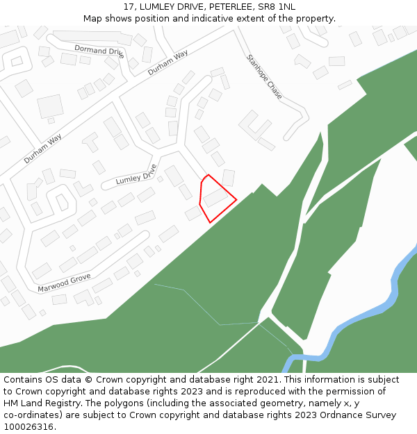 17, LUMLEY DRIVE, PETERLEE, SR8 1NL: Location map and indicative extent of plot