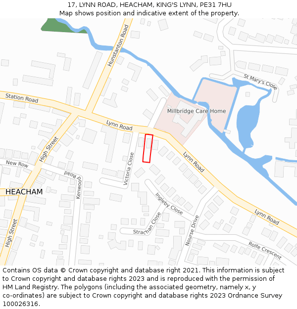 17, LYNN ROAD, HEACHAM, KING'S LYNN, PE31 7HU: Location map and indicative extent of plot