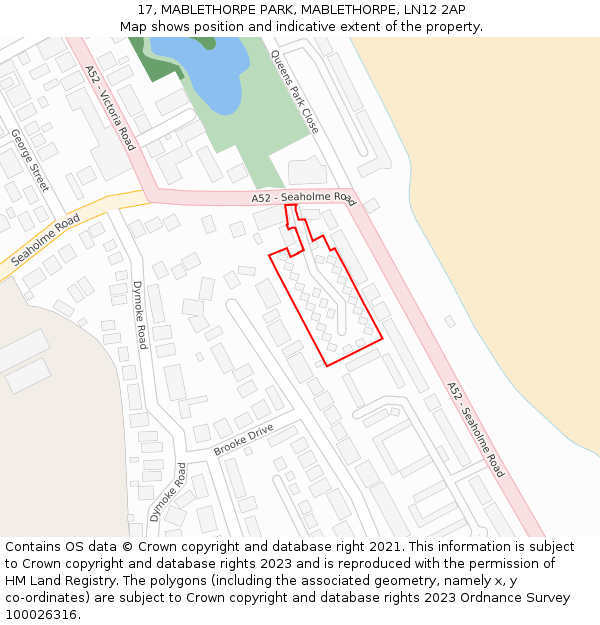 17, MABLETHORPE PARK, MABLETHORPE, LN12 2AP: Location map and indicative extent of plot