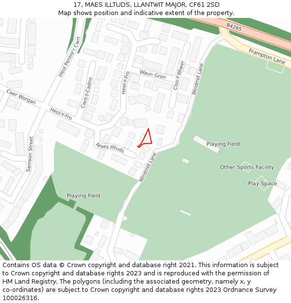 17, MAES ILLTUDS, LLANTWIT MAJOR, CF61 2SD: Location map and indicative extent of plot