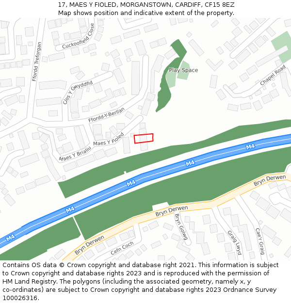 17, MAES Y FIOLED, MORGANSTOWN, CARDIFF, CF15 8EZ: Location map and indicative extent of plot