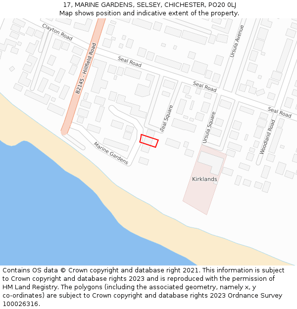 17, MARINE GARDENS, SELSEY, CHICHESTER, PO20 0LJ: Location map and indicative extent of plot