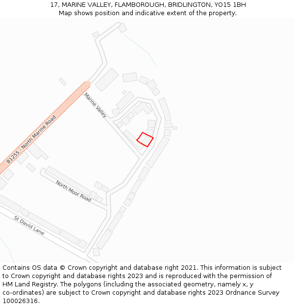 17, MARINE VALLEY, FLAMBOROUGH, BRIDLINGTON, YO15 1BH: Location map and indicative extent of plot