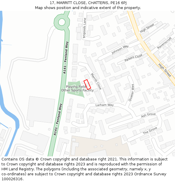 17, MARRITT CLOSE, CHATTERIS, PE16 6PJ: Location map and indicative extent of plot