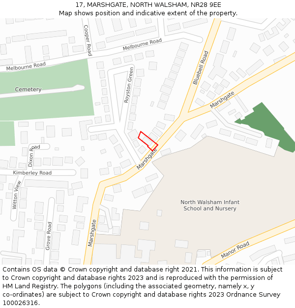 17, MARSHGATE, NORTH WALSHAM, NR28 9EE: Location map and indicative extent of plot