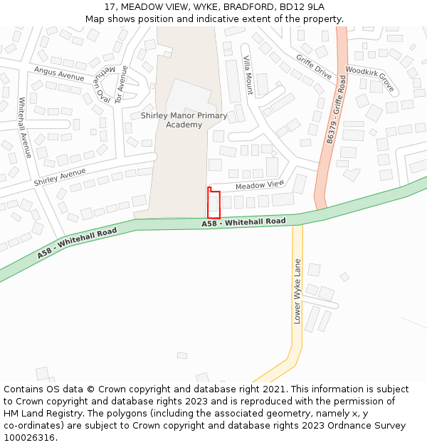 17, MEADOW VIEW, WYKE, BRADFORD, BD12 9LA: Location map and indicative extent of plot