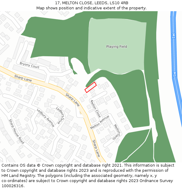 17, MELTON CLOSE, LEEDS, LS10 4RB: Location map and indicative extent of plot