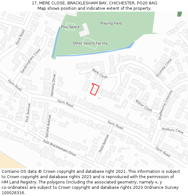 17, MERE CLOSE, BRACKLESHAM BAY, CHICHESTER, PO20 8AG: Location map and indicative extent of plot