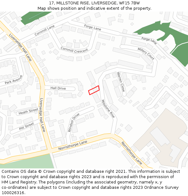 17, MILLSTONE RISE, LIVERSEDGE, WF15 7BW: Location map and indicative extent of plot