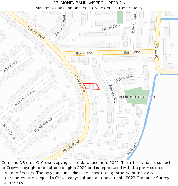 17, MONEY BANK, WISBECH, PE13 2JN: Location map and indicative extent of plot