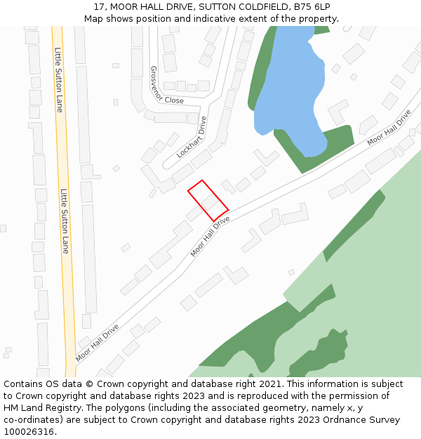 17, MOOR HALL DRIVE, SUTTON COLDFIELD, B75 6LP: Location map and indicative extent of plot