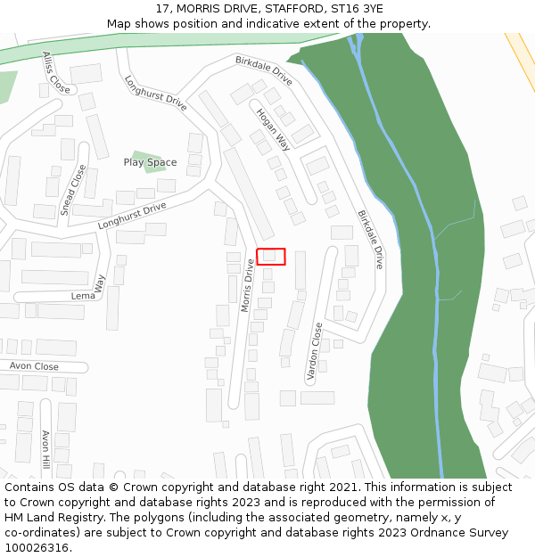 17, MORRIS DRIVE, STAFFORD, ST16 3YE: Location map and indicative extent of plot