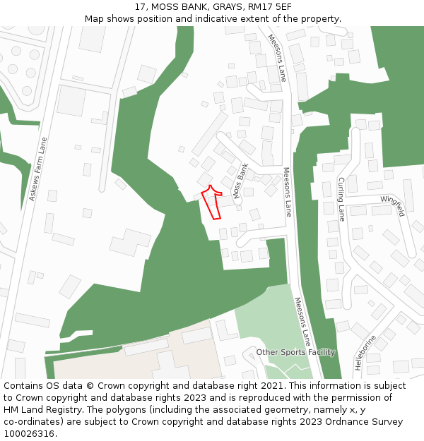 17, MOSS BANK, GRAYS, RM17 5EF: Location map and indicative extent of plot