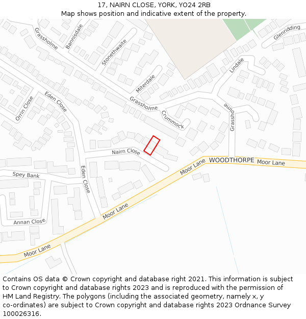 17, NAIRN CLOSE, YORK, YO24 2RB: Location map and indicative extent of plot