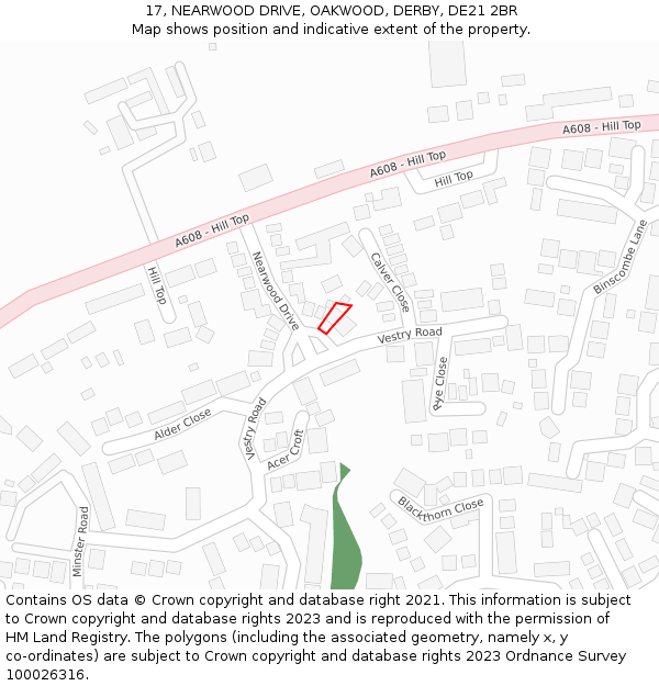 17, NEARWOOD DRIVE, OAKWOOD, DERBY, DE21 2BR: Location map and indicative extent of plot