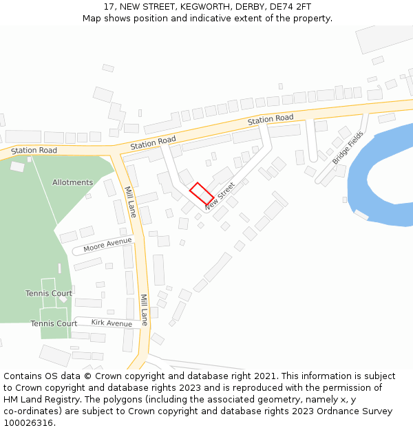 17, NEW STREET, KEGWORTH, DERBY, DE74 2FT: Location map and indicative extent of plot