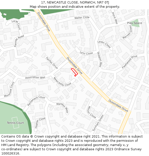 17, NEWCASTLE CLOSE, NORWICH, NR7 0TJ: Location map and indicative extent of plot