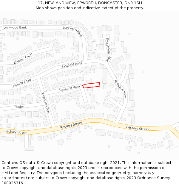 17, NEWLAND VIEW, EPWORTH, DONCASTER, DN9 1SH: Location map and indicative extent of plot