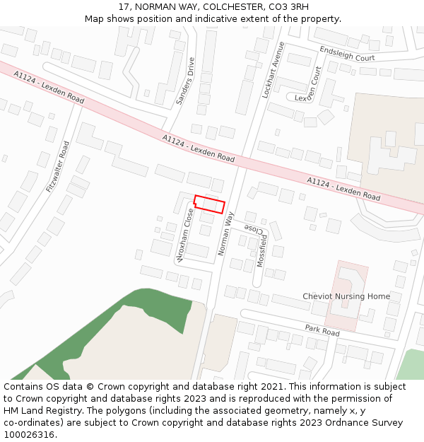 17, NORMAN WAY, COLCHESTER, CO3 3RH: Location map and indicative extent of plot