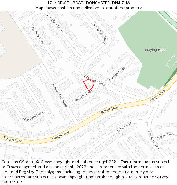 17, NORWITH ROAD, DONCASTER, DN4 7HW: Location map and indicative extent of plot