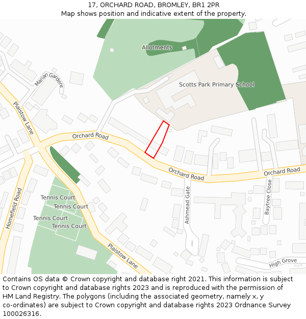 17, ORCHARD ROAD, BROMLEY, BR1 2PR: Location map and indicative extent of plot