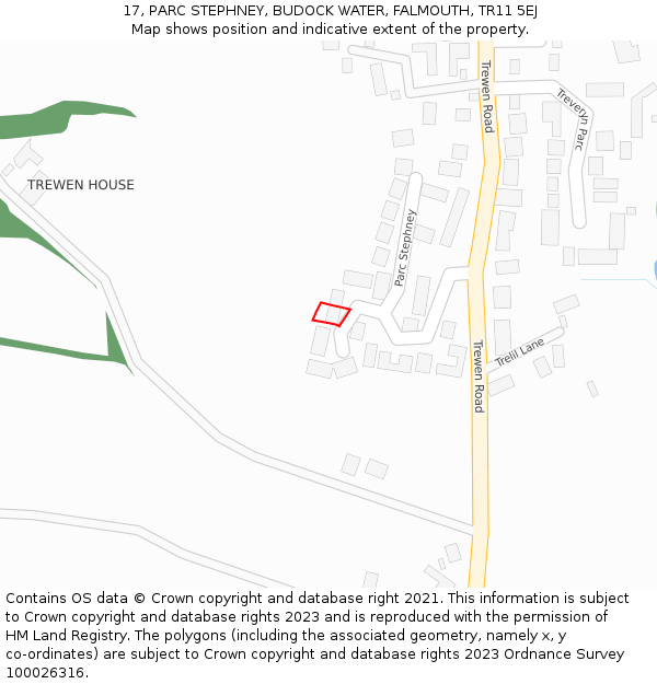 17, PARC STEPHNEY, BUDOCK WATER, FALMOUTH, TR11 5EJ: Location map and indicative extent of plot