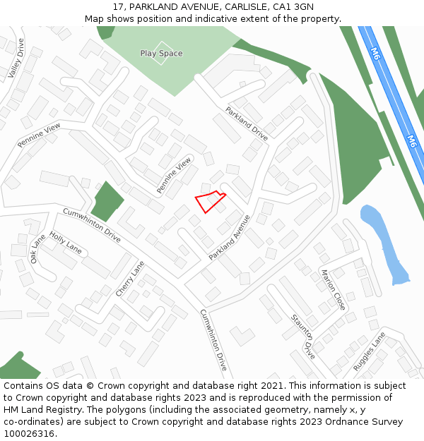 17, PARKLAND AVENUE, CARLISLE, CA1 3GN: Location map and indicative extent of plot